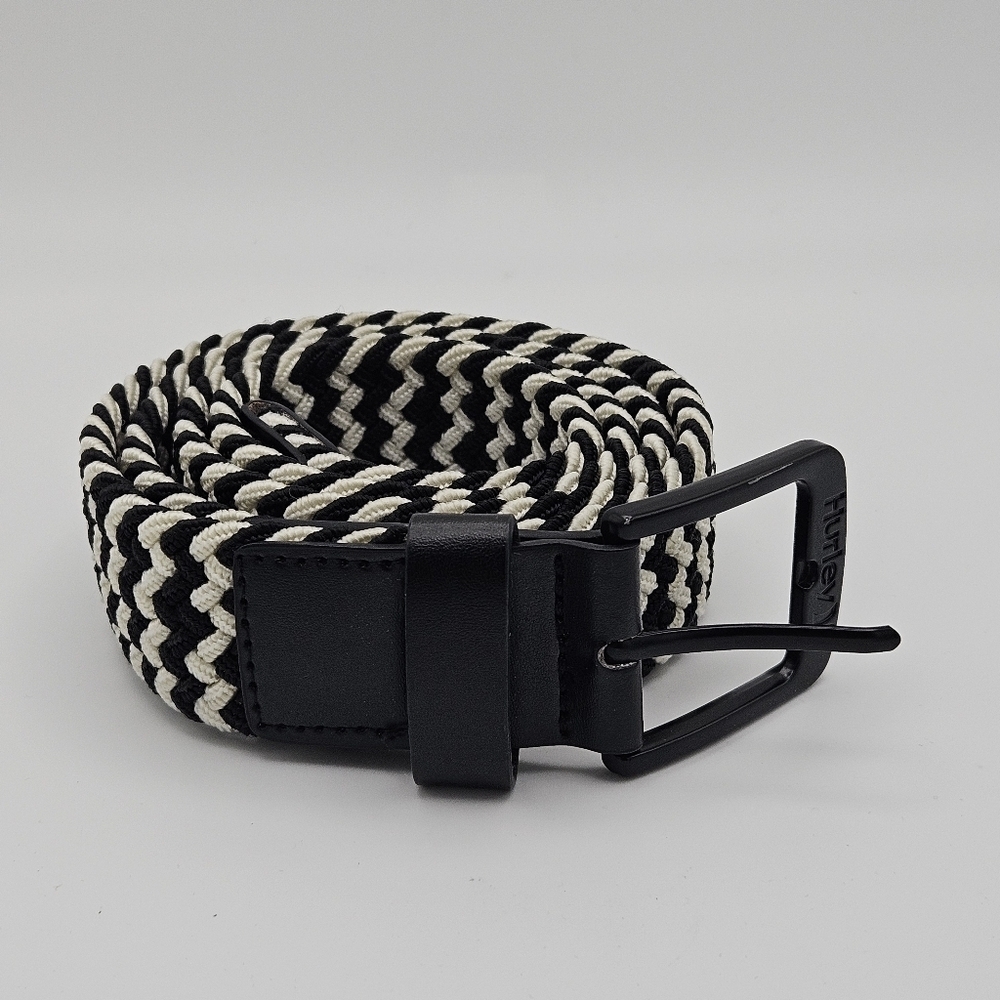 Hurley black and white chevron knit stretchy belt unisex